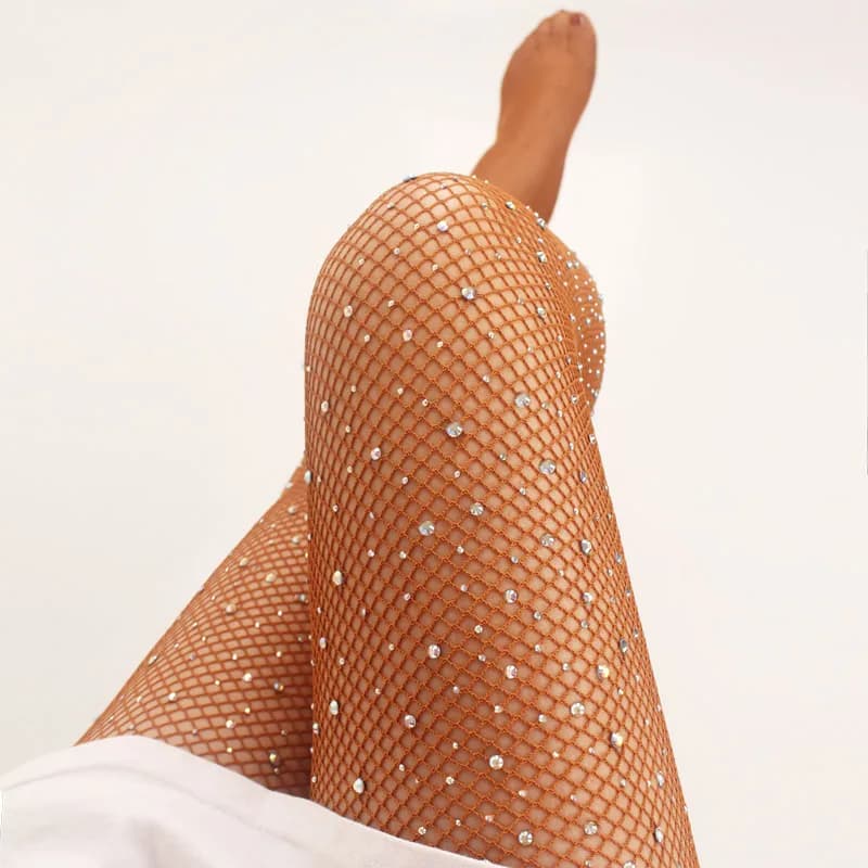 Rhinestones Latin Tights Women Professional Fishnet Tights Ballroom&Latin Dance Hard Yarn Elastic Latin Stockings Pantyhose