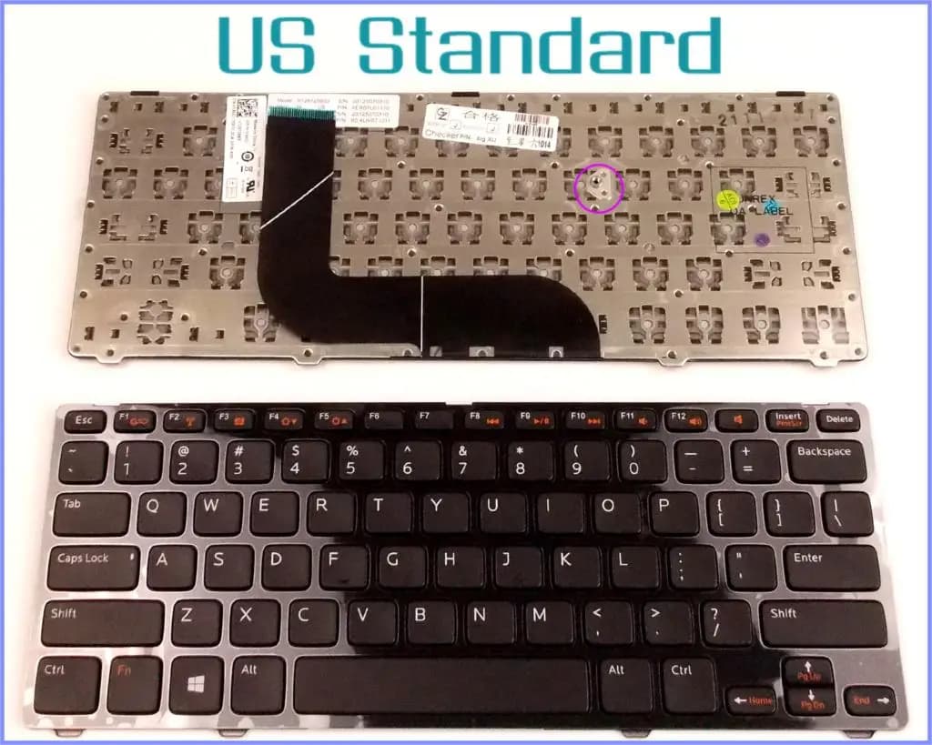US English Version Keyboard for Dell Vostro 3360 V3360D V3360D-4408 V3360D-2608 V3360D-2808 V3360D-3808 Laptop with Frame