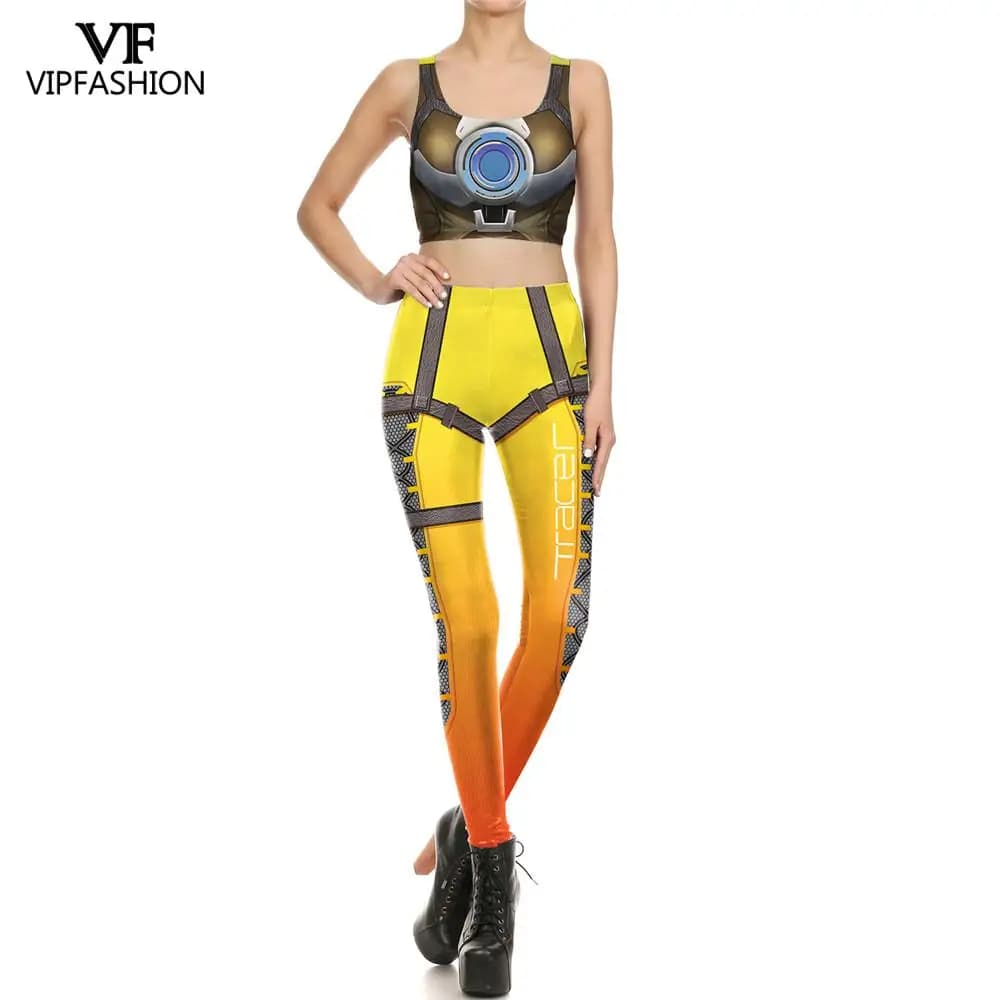 VIP FASHION Women Punk Cosplay Leggings Running Fitness Pants for Ladies Movie 3D Printed Trousers Mid Waist Seam Sexy Tights