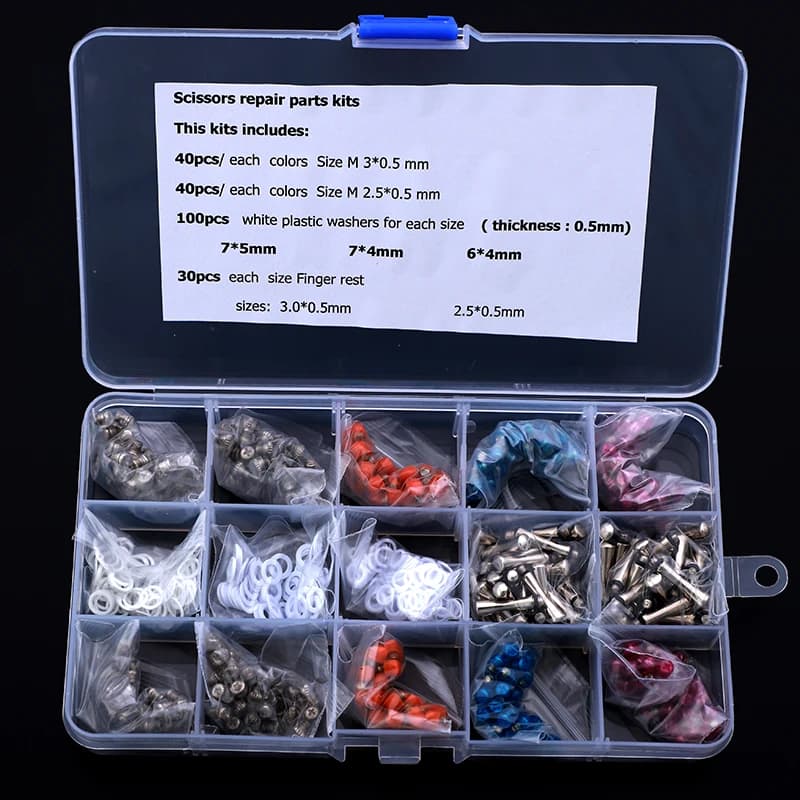1 sets Scissors Repair Kits Silencer/Plastic Washers/Stainless Steel Finger Rest Haircutting Styling Scissors Accessories