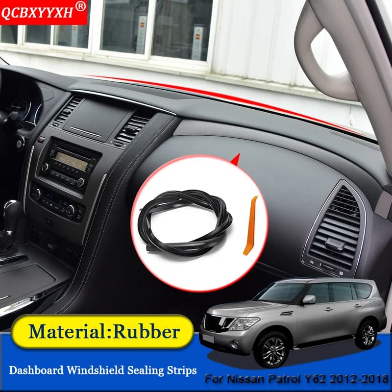 Car-styling Rubber Anti-Noise Soundproof Dustproof Car Dashboard Windshield Sealing Strip For Nissan Armada Patrol Y62 2012-2018