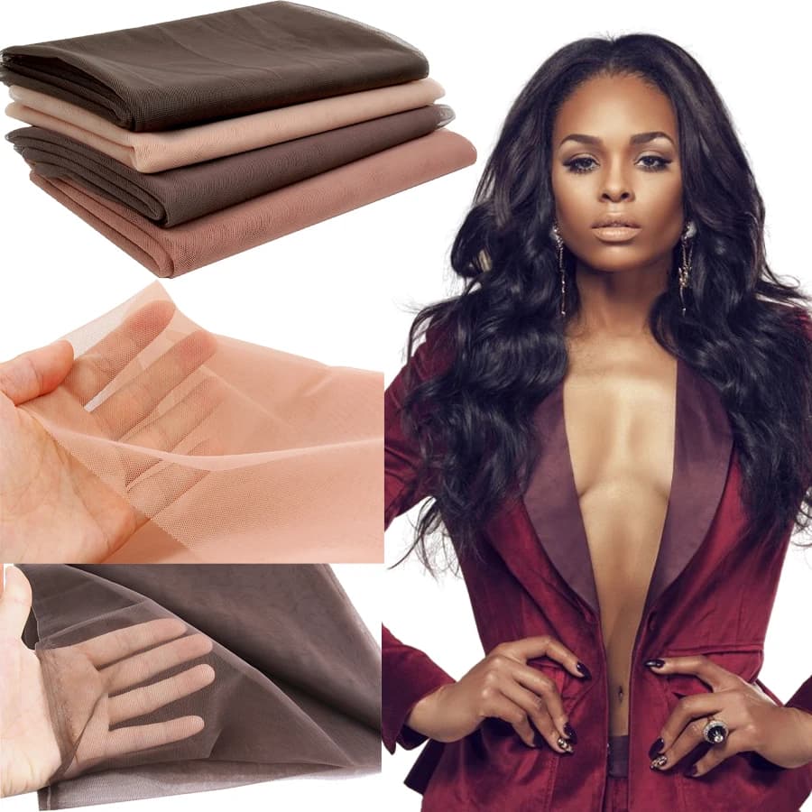 AliLeader Best Swiss Lace For Wig Making Hair Net Wig Making 1/4 Yard Swiss Lace Net Base Frontal Closure Transparent Nude