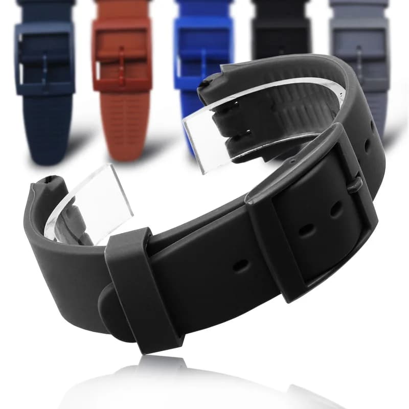 MR NENG Watch Accessories for Swatch strap buckle Black White Navy silicone watch band 16mm 17mm 19mm 20mm rubber strap