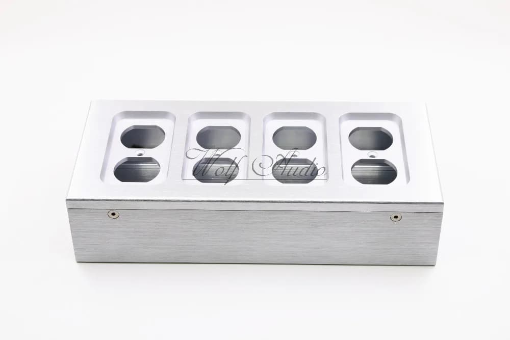 Silver Full Aluminum Electrical Outlet Box / Power Socket Chassis Outlet Enclosure HiFi Power Case