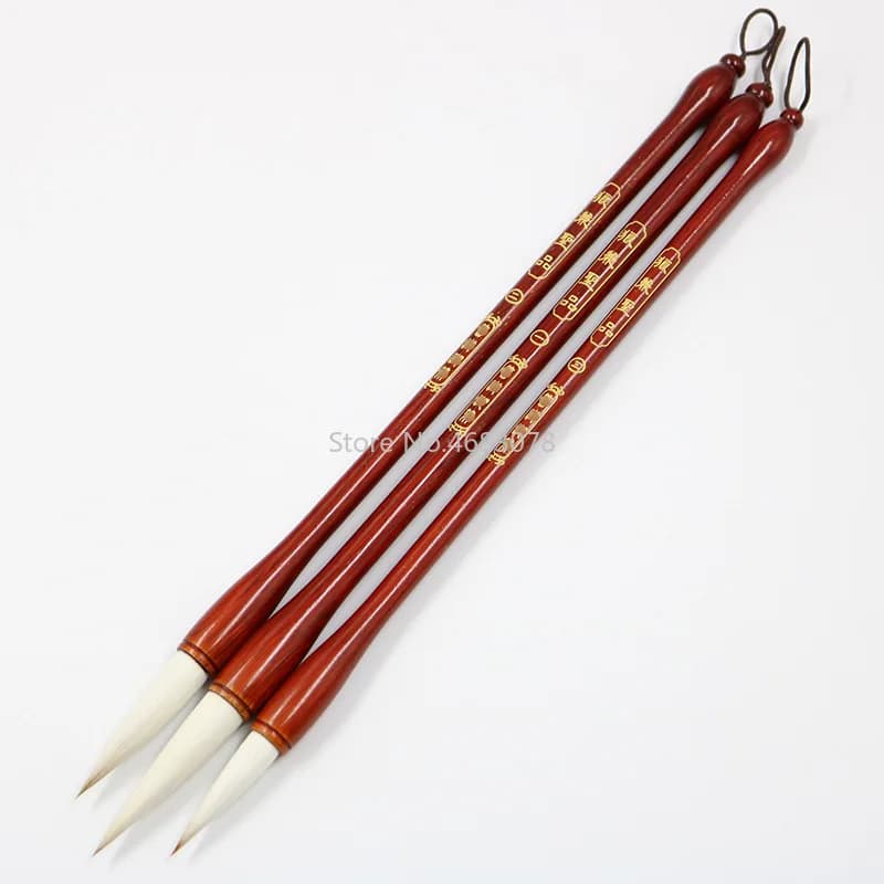3Pcs Multiple Hairs Chinese Writing Pen Red Calligraphy Brush Set Small Regular Script Bursh For Art Drawing Painting Supplies