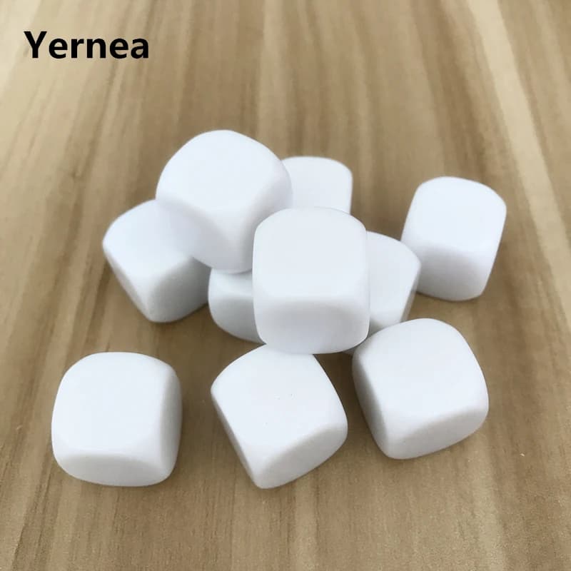 Yernea 50Pcs/Lot High-quality 20mm White Blank Dice Can Write and Children Interesting Teaching DIY Design Dice Set Wholesale