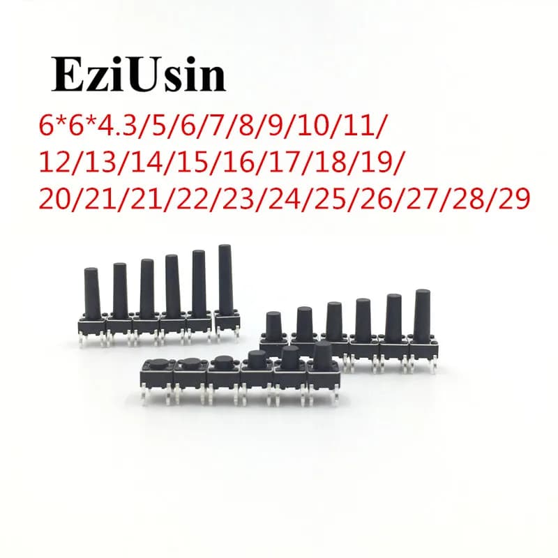 Panel PCB Micro Switch Tactile Tact Push Button DIP 6*6*4.3/5/6/7/8/9/10/11/12/13/14/15/16/17/18/19/20/21/22/24/26/28/29MM 6x6mm