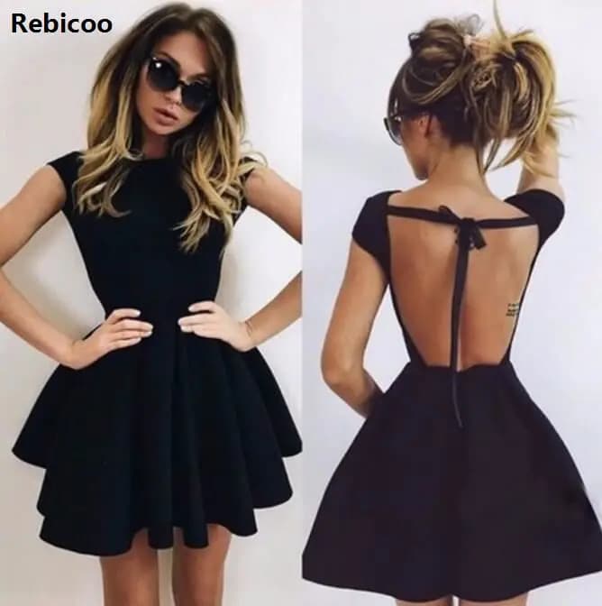New  Summer Dress Women Sexy Dress Lace Up Hollow Out Backless Short Bodycon A-line Mini Night Club Party Dresses