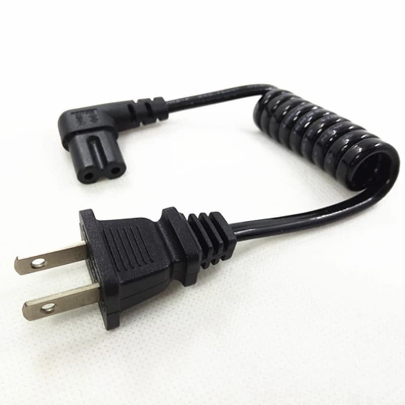 20cm JP US NEMA1-15P 2PIN Plug To IEC 320 C7 AC Short Portable Cord 2 Prong C7 Elbow PU Spring Retractable Power cable 10-30cm