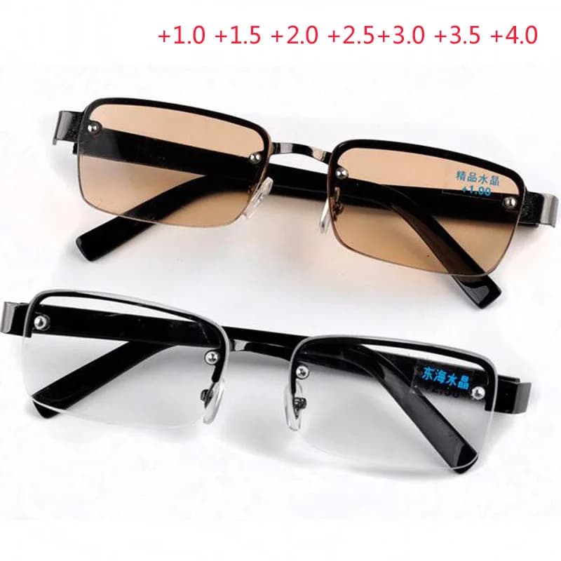 Rimless classic style glass lenses Reading Glasses Plain mirror Men women Unisex Eyewear 0 1.0 1.5 2.0 2.5 3.0 3.5 4.0
