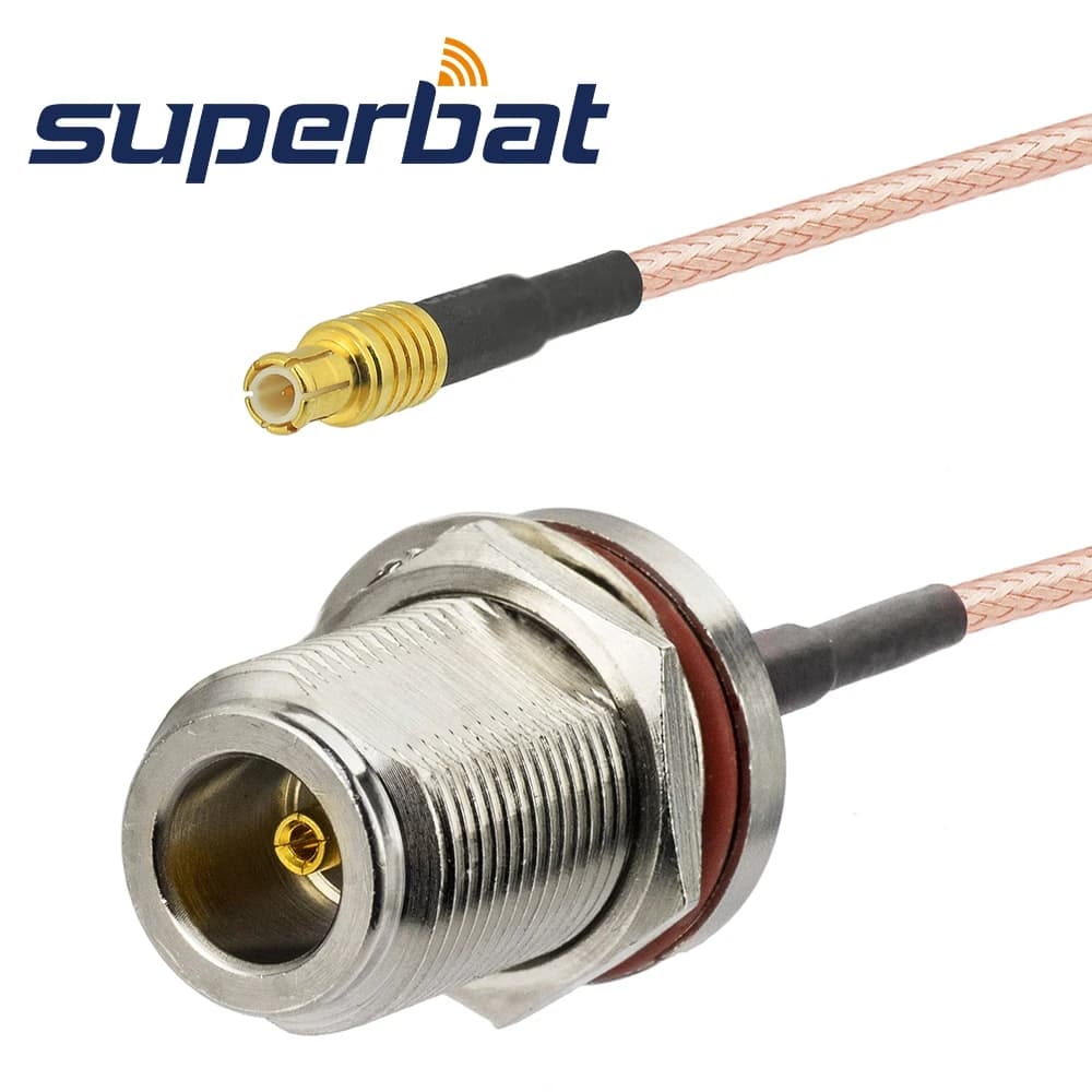 Superbat MCX Straight Male to N BulkHead Female with O-ring Cable RG316 10cm RF Coaxial Cable for Wireless