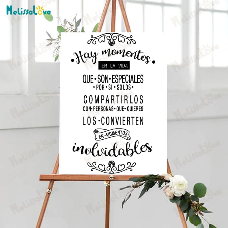 Spanish Wedding Quotation Board Sticker Reception Sign Decal New Design Post Stickers Ceremony Notice SE034
