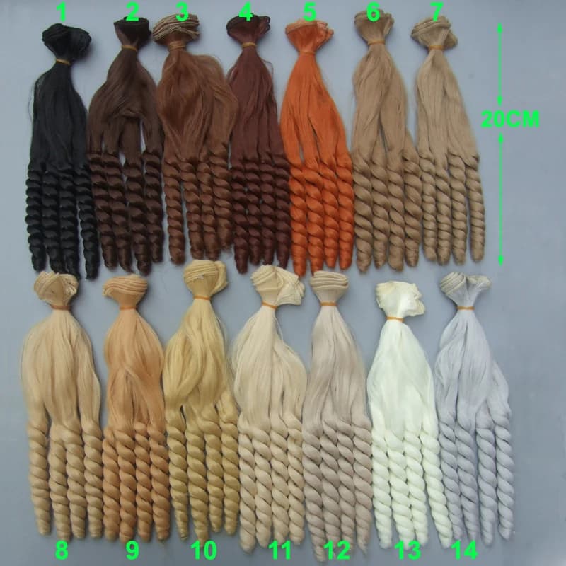 free shipping 20 cm thick heat resistant doll hair for 1/3 1/4 1/6 BJD diy curly doll hair
