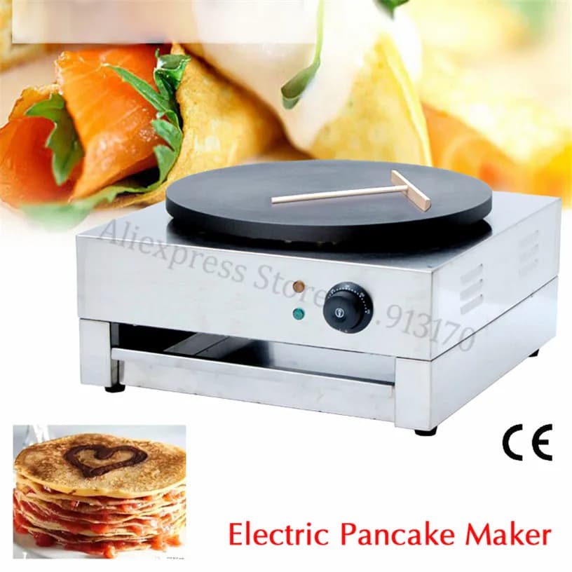 Electric Pancake Crepe Machine Stainless Steel Electric Crepe Griddle Snack Street Restaurant Masala Dosa Maker 40cm Round Pan