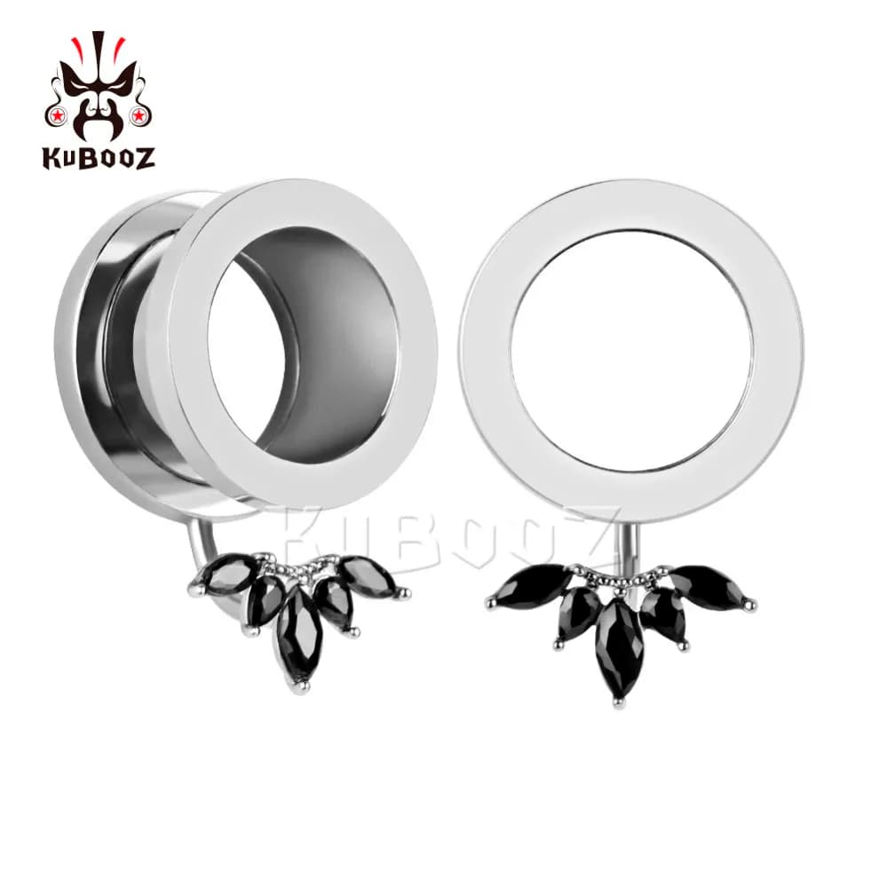 KUBOOZ Ear Gauges 2G 0G 00G Piercing Stainless Steel Plugs Tunnels Stretcher Body Jewelry Expander Screw Earrings Gift 2PCS