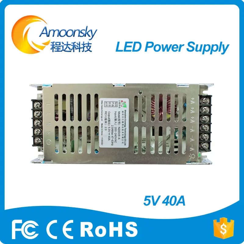 G-energy Led Power Supply 5V 40A  N200V5-A 200W 200 to 240V for Indoor Outdoor P5 P10  Led Panel Module