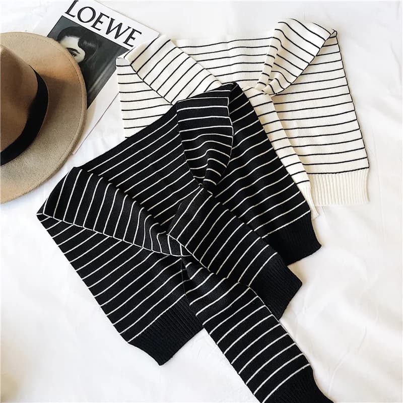TOTRUST Knitted Scarf Womens Fake Collar Shirt 2021 Elegant Black White Fake False Collars Woman Detachable Collars For Women