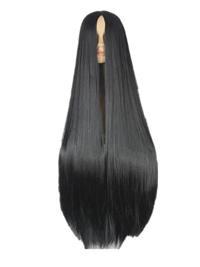 Fei-Show Black Wig 100CM/40 Inches Synthetic Heat Resistant Fiber Long Halloween Carnival Costume Cos-play Straight Hair