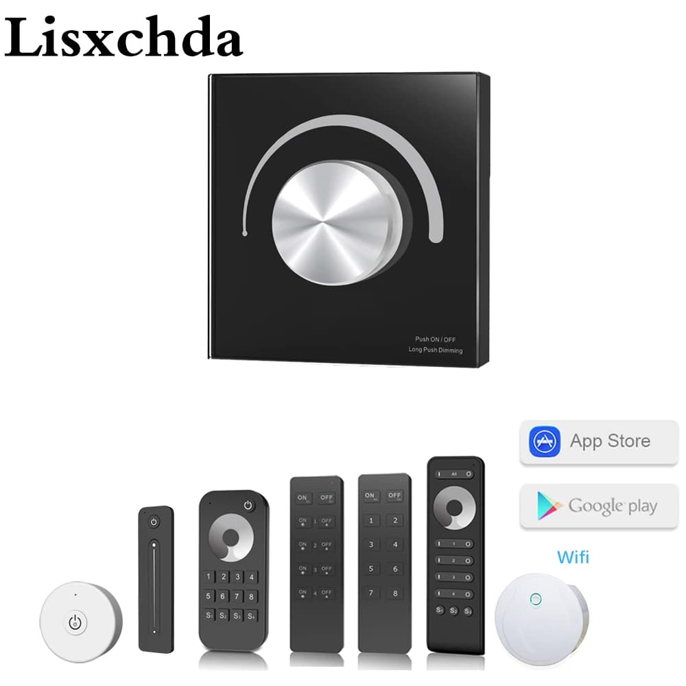 LED Dimmer Switch 220V 230V 110V AC Rotary Dimmer Triac Wireless Dimmable Switch with RF 2.4G Remote Dimmer for LED Lamps S1-K