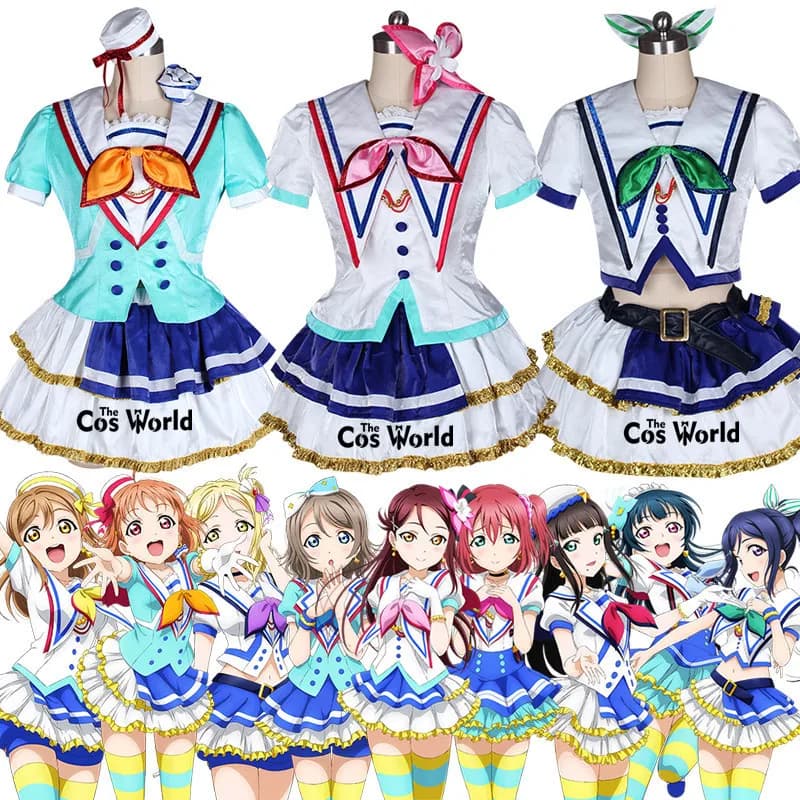 Love Live Sunshine Aqours Jumping Heart 9 Characters Takami Chika Kurosawa Dia Ruby Riko Outfits Anime CustomizeCosplay Costumes