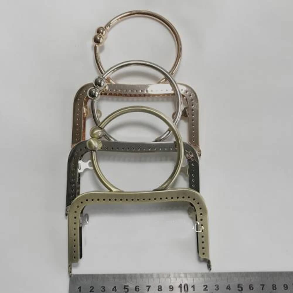 12.5cm women handbag making metal clasp smooth edge purse frame with O ring kiss buckle handle 5pcs/lot
