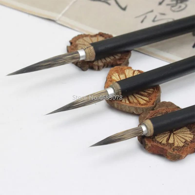 3pcs black Hook Line Fine Paint Brush Chinese Calligraphy Brush Pen Bamboo Shaft Paint Brush Art Stationary Oil Painting Brush