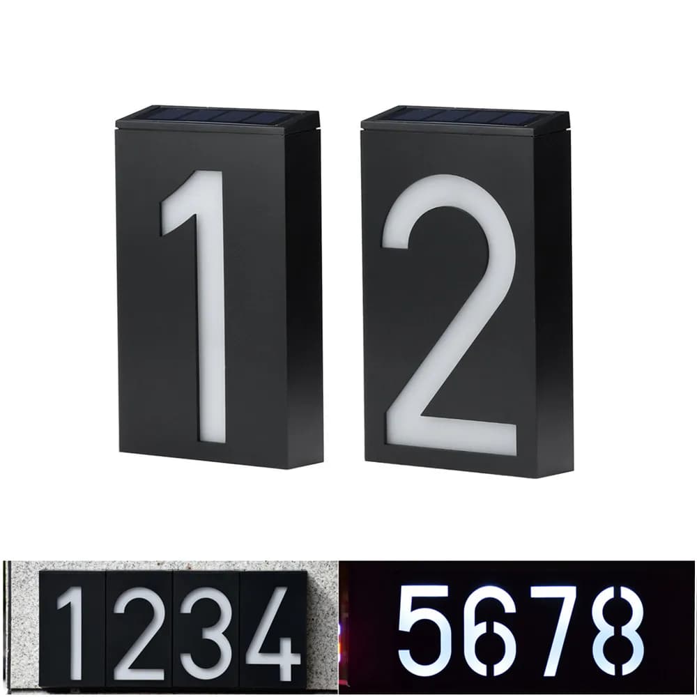 Outdoor Wall Solar LED Light House Number Outdoor Lighting Doorplate Auto Lamp Porch Lights With Solar Battery Number for Home