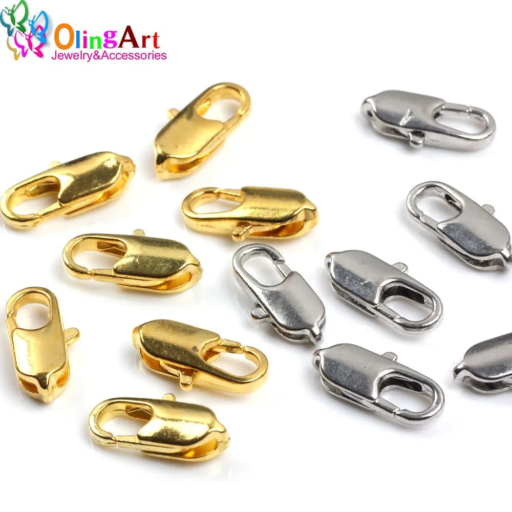 OlingArt 14mm 24PCS/lot Sale Copper Lobster clasp Screw Clasps DIY Necklace Bracelet Jewelry making  Silver-color/Golden