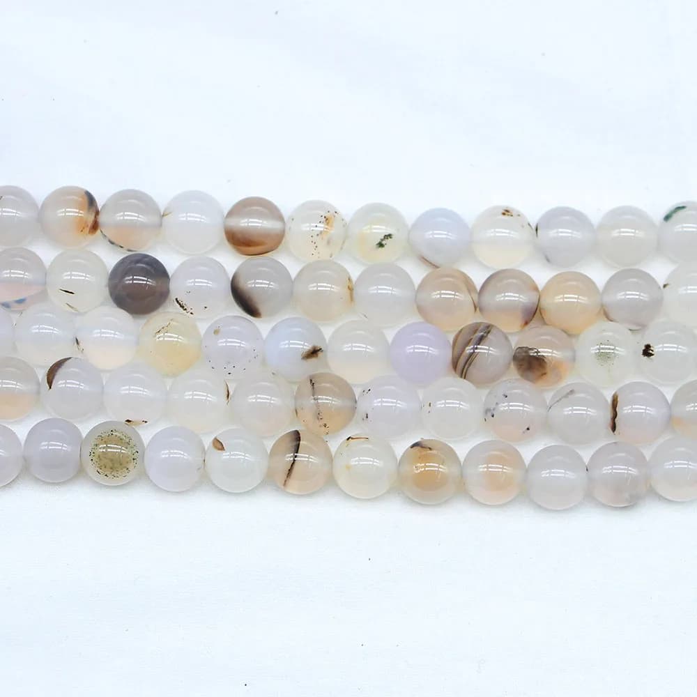 1 strand Natural White Black Flower Agat Stone Bead Round Loose Spacer Beads For Jewelry Making Findings DIY Bracelet Wholesale