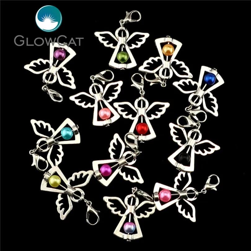 12PCs Handmade Colorful Charm Plastic Beads Cute Angel Transport Bead Diy Pendant For Jewelry Making  Kychain Metal Alloy Gifts