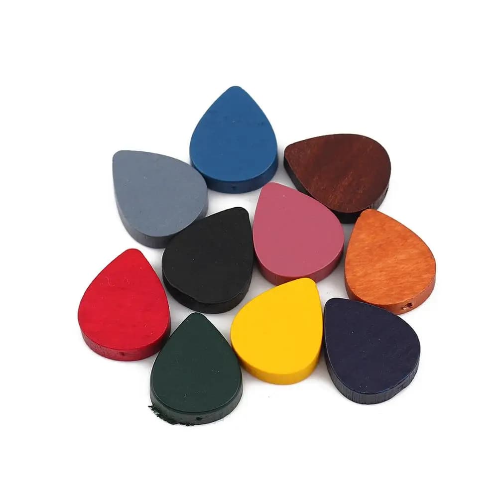 30pcs Multicolor Wood Beads Drop-Shaped Spacer Beads For Women DIY Jewelry Making Necklace Bracelet Findings About 19mm x 16mm