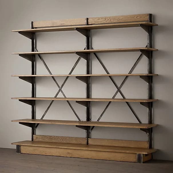 LOFT American country style wrought iron shelf vintage wood display shelf bookcase shelf |