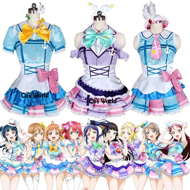 Love Live Sunshine Aqours OP1 9 Characters Takami Chika Kurosawa Dia Ruby Riko Watanabe You Dress Uniform Cosplay Costumes