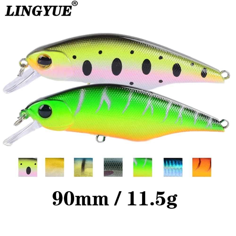LINGYUE 1PCS Fishing Lure 90mm 11.5g Classical Crankbait Fat Minnow Fishing Bait Rattle Wobbler Isca Artificial Japan Pesca
