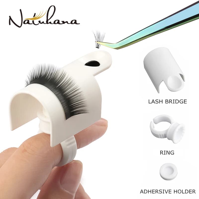 NATUHANA 1set U Band Lash Device Strips Holder Ring with Glue Plate Adhesive Eyelash Pallet Holder for Eyelash Extension