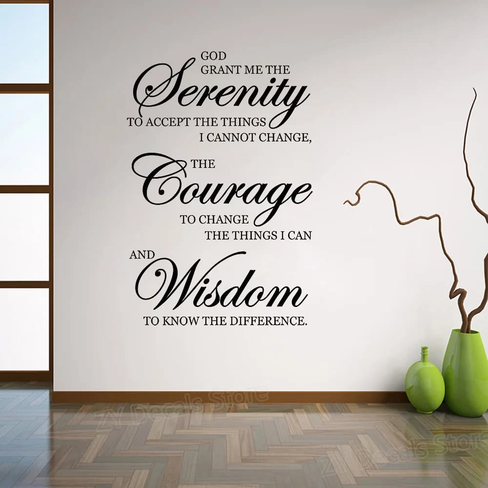 Inspirational Quotes Wall Stickers Home Decor Living Room Serenity Courage Wisdom Wall Art Sayings Decal Murals Bedroom Z872