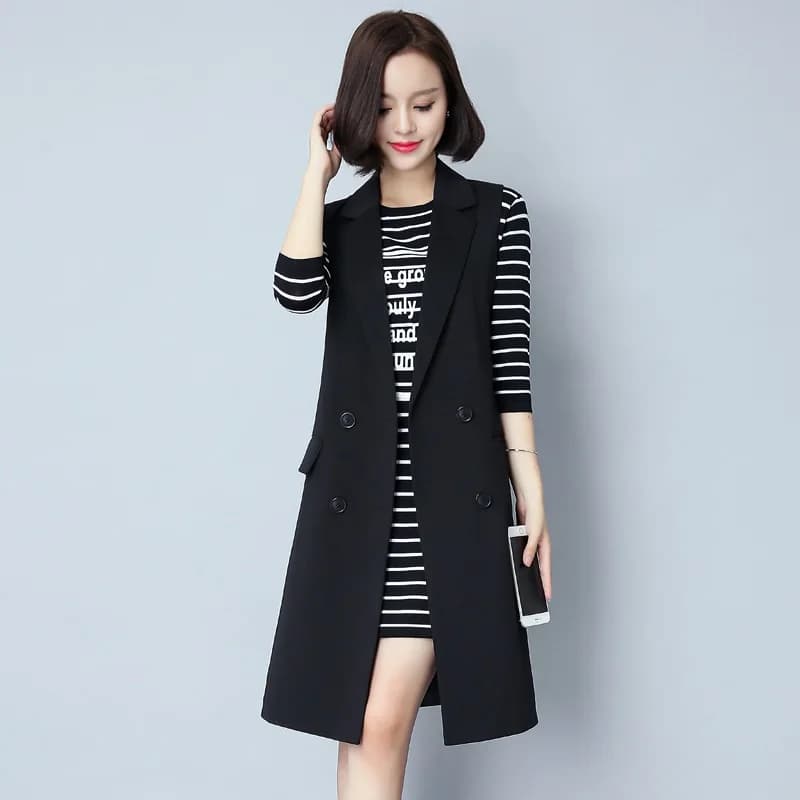 Long vest for women female business office wear clothing waistcoat ladies long vest female sleeveless jacket women DD1749
