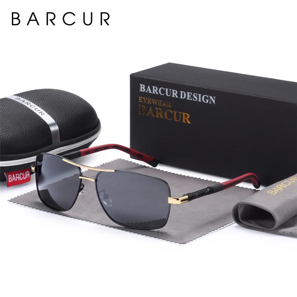 BARCUR Rectangle Polarized Sunglasses Driving Glasses Men Sun glasses Colored Lenses for Eyes Vintage Glasses oculos shades