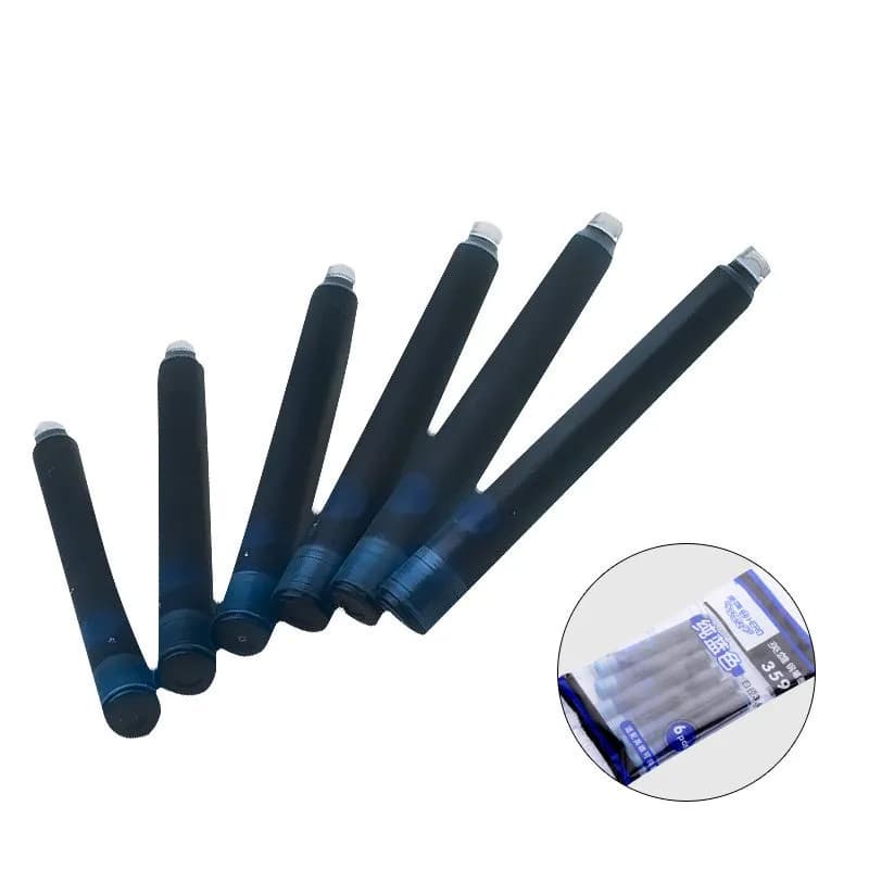 Wholesale Price 12PCS Disposable Blue and Black Fountain Pen 034 Large Diameter Ink Cartridge Refills Hero 359 pen use