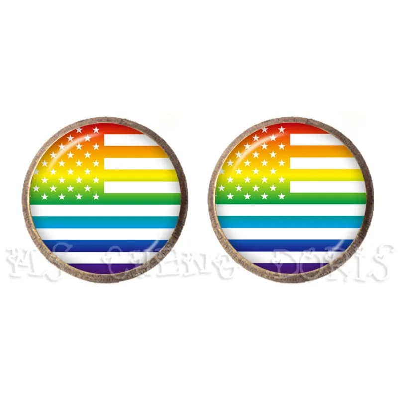 Bi Pride Stud Earrings LGBT Earrings Hypoallergenic Ear Nail Gay Pride Jewelry Rainbow Flag Glass Cabochon Earrings Jewelry