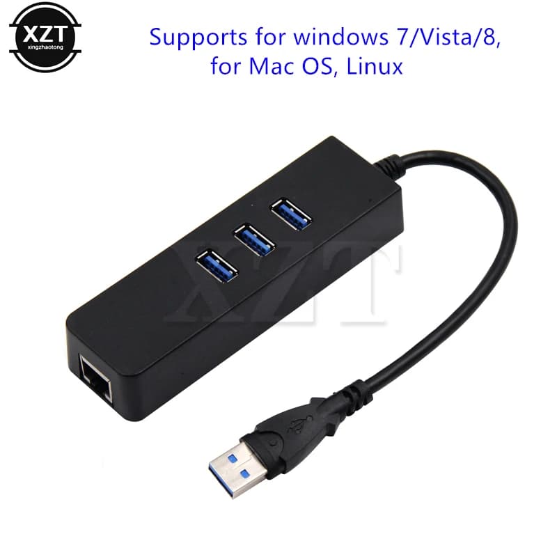 3 Ports USB 3.0 Hub Ethernet To RJ45 10/100/1000 Mbps Gigabit Wired LAN WIFI Adapter Network Card ​For Windows Mac Pro