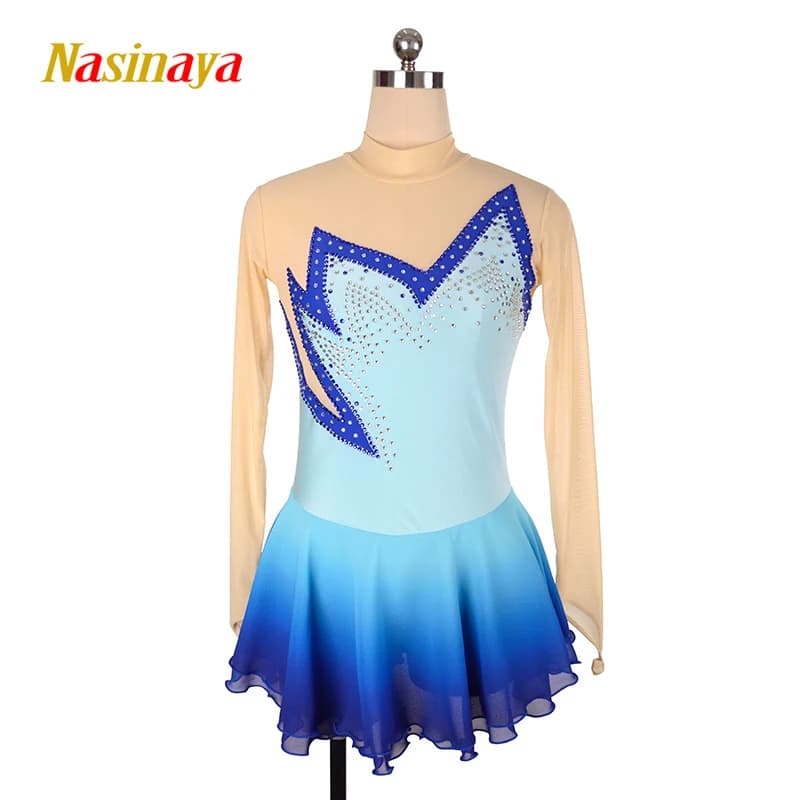 Nasinaya Figure Skating Dress Customized Competition Training Women's Children's Rhythmic Gymnastics Dance Light Blue Clothing