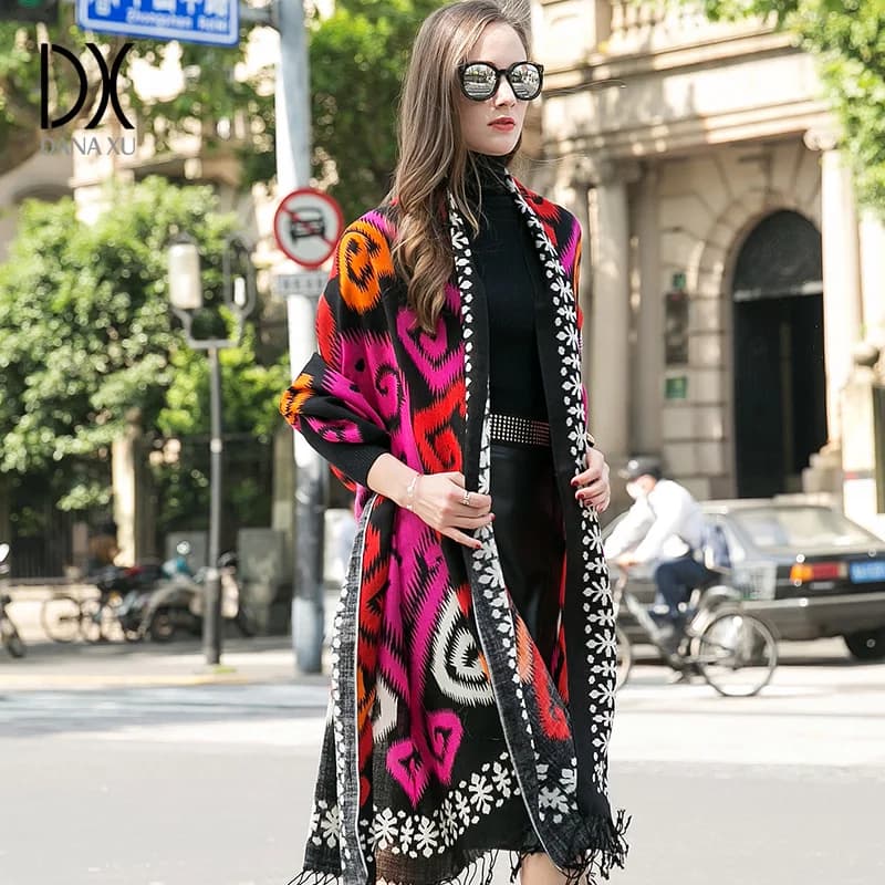 Fashion Scarves and Shawls Women Luxury Brand Large Pashmina Warm Wool Winter Poncho Blanket Shawl Cashmere Hijabs Wrap 2017