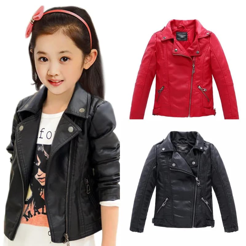 Baby girls clothes Faux Leather outerwear kids coats Children's clothing fashion spring and autumn child jackets 2 color