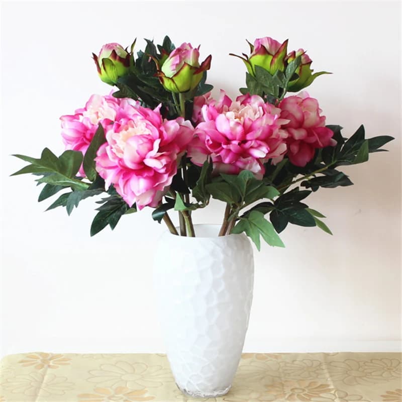 2 heads Autumn Fake Silk Flowers Artificial peony Wedding Party Home Floral Flower Arrangement Peony Wedding Decoration