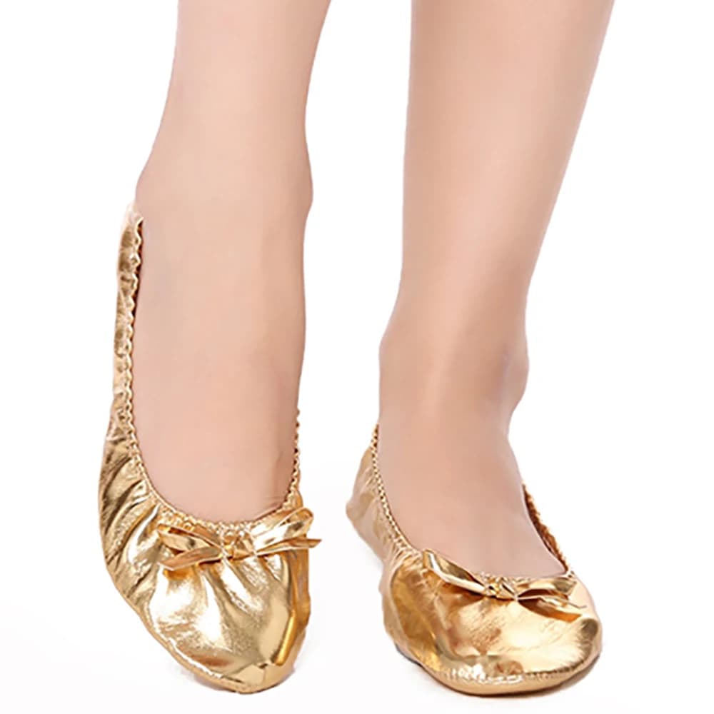 USHINE EU27-41 PU Top Gold Soft Wedding Party Women's Belly Dance Shoes Ballet Leather Belly Ballet Shoes for Children for Girls