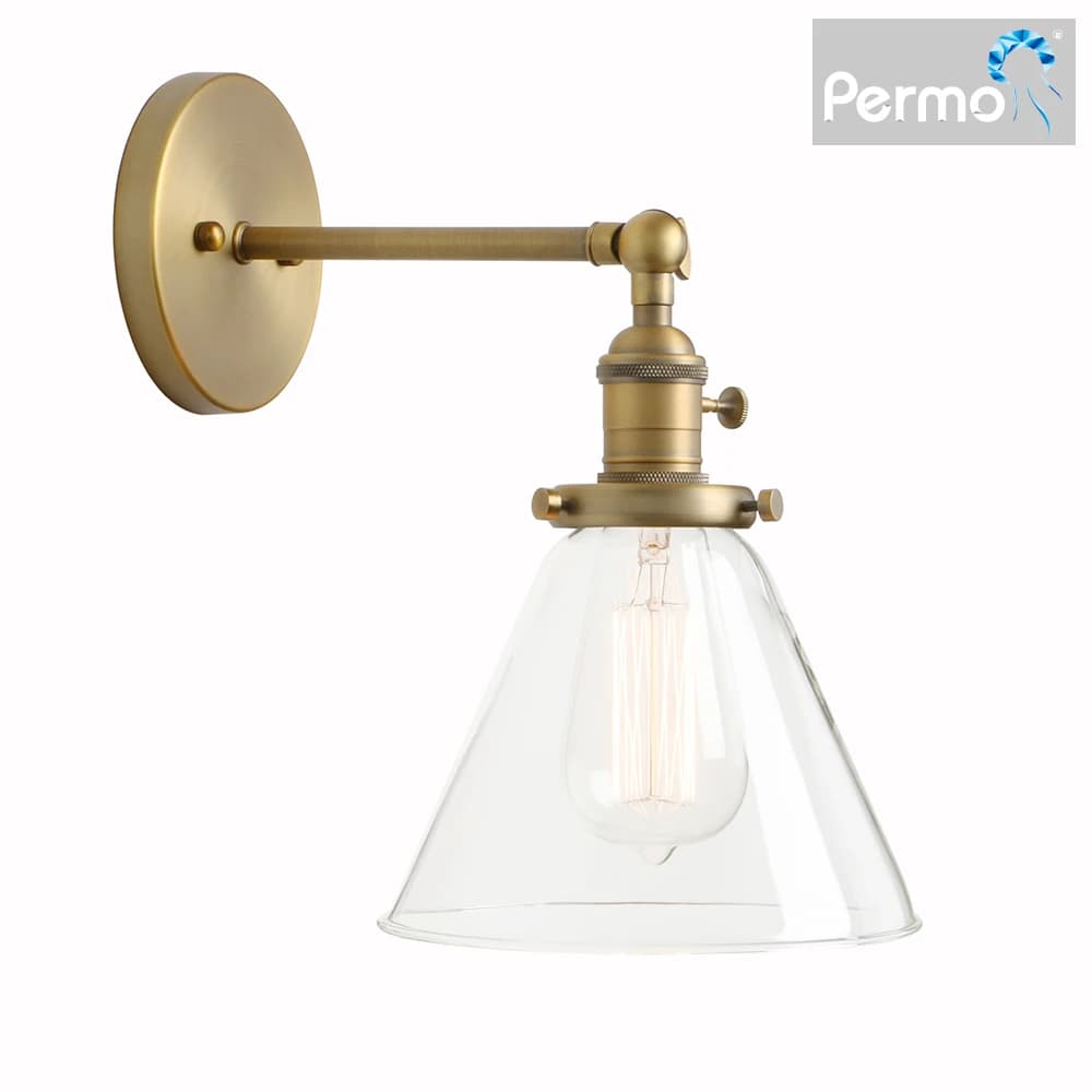Permo 7.3'' Funnel Glass Wall Lamp Wall Light for Home modern E27 sconce bedroom lamp fixtures vintage loft Living room decor