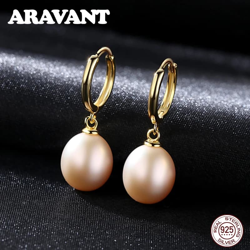 2022 New 925 Sterling Silver Natural Freshwater Pearl Drop Earrings For Women Fashion Jewelry Gifts