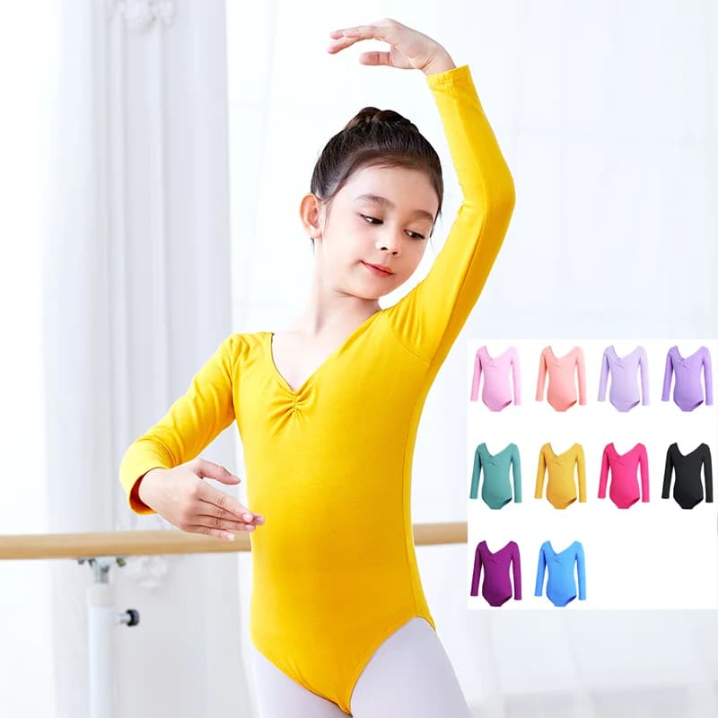 Girls Ballet Dance Costume Kid Long/Short Sleeve Cotton Kids Turnpakje Leotard Girls Gymnastics Dancewear Leotard for Ballet