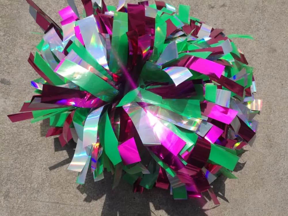 1piece,Cheerleader Pom Pom Plastic, Light Green, Metallic, Hot Pink Mixed, 3/4 "x 6"